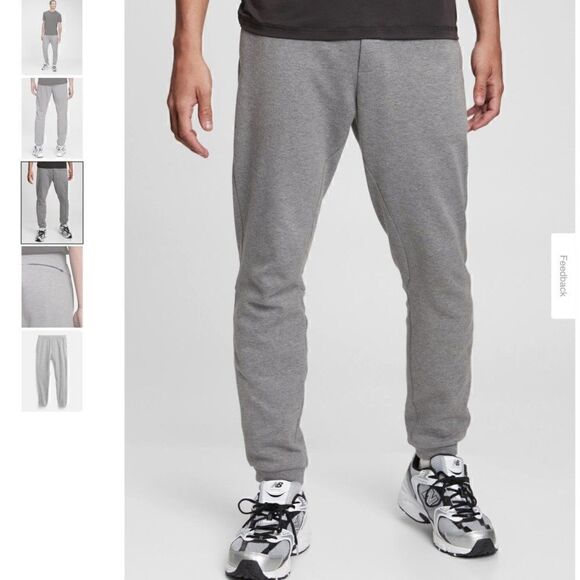 Gap Men’s Gapfit Grey Tech Slim Fleece Pull On Joggers Medium - Picture 1 of 13